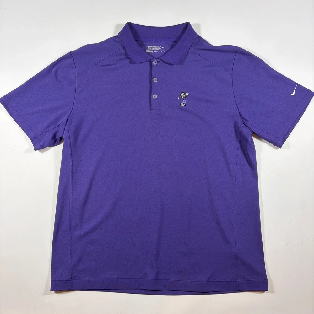 Nike Golf Polo Shirt Mens XL Disney Parks Mickey Mouse Dri-FIT Purple